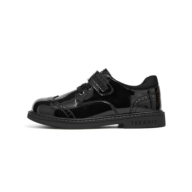 TARANIS Slip Resistant Abrasion Resistant Low top Kids' Leather Shoes Mirror Finish Black Kids'