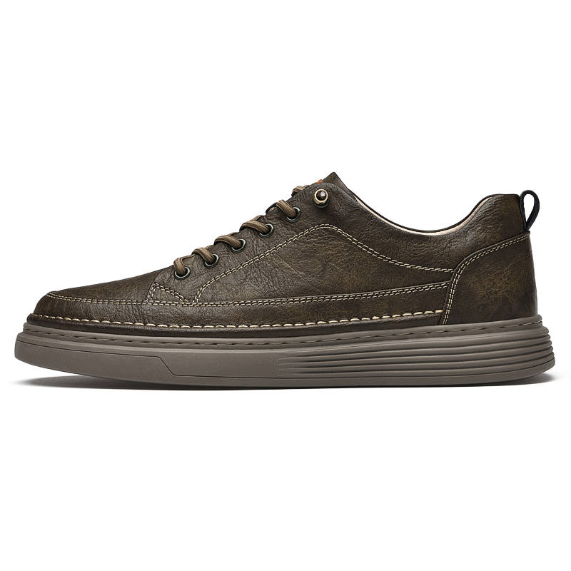 KUDING Cow Leather Slip Resistant, Abrasion Resistant, Lightweight, Breathable Low top Skateboard Shoes Men's