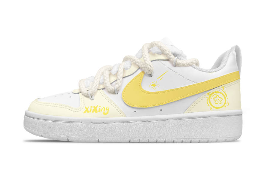 Nike Nike Court Borough Leather Cushioning Slip Resistant Abrasion Resistant Low top Kids' Skateboarding Shoes Yellow