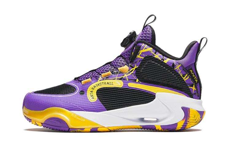 Antakids Wind Tunnel 2 Synthetic Leather, Textile Comfortable Mid top Basketball Shoes Purple Black Teenagers