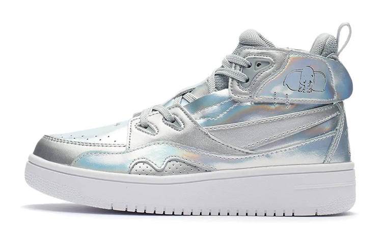 Li-Ning YOUNG Li Ning YOUNG x Disney Dumbo Collection High top Skateboard Shoes Silver White Teenagers