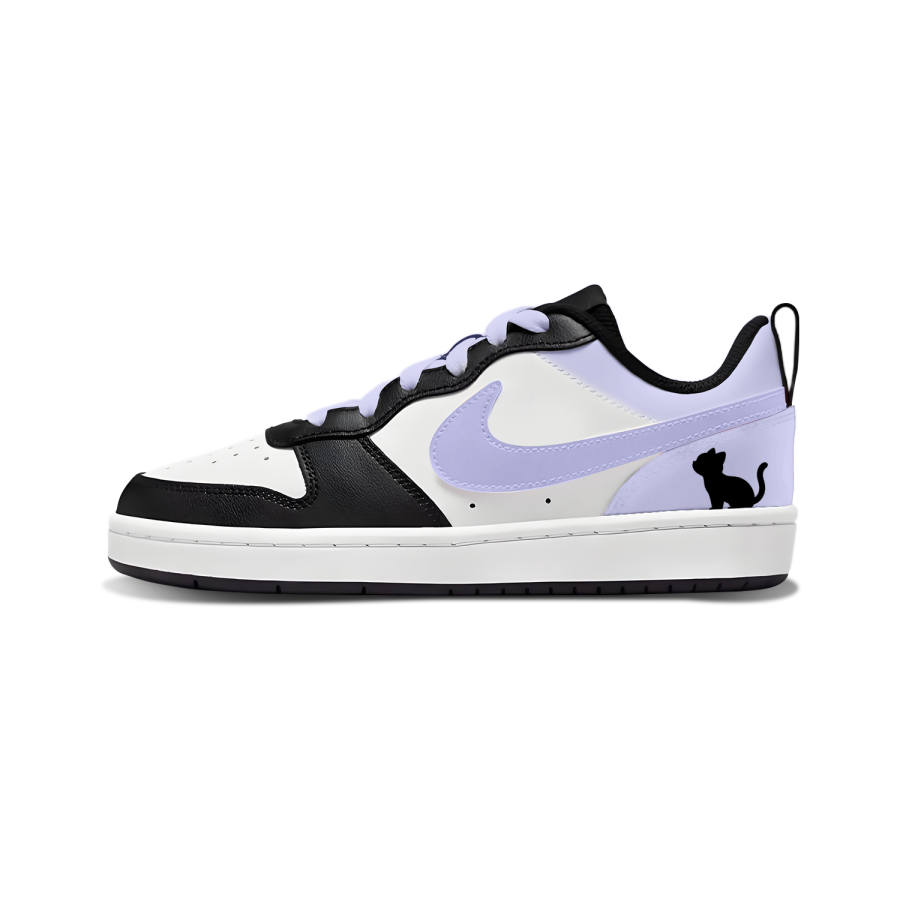 Nike Nike Court Borough Leather Slip Resistant Slip Resistant Low top Skateboard Shoes Black Purple Kids'