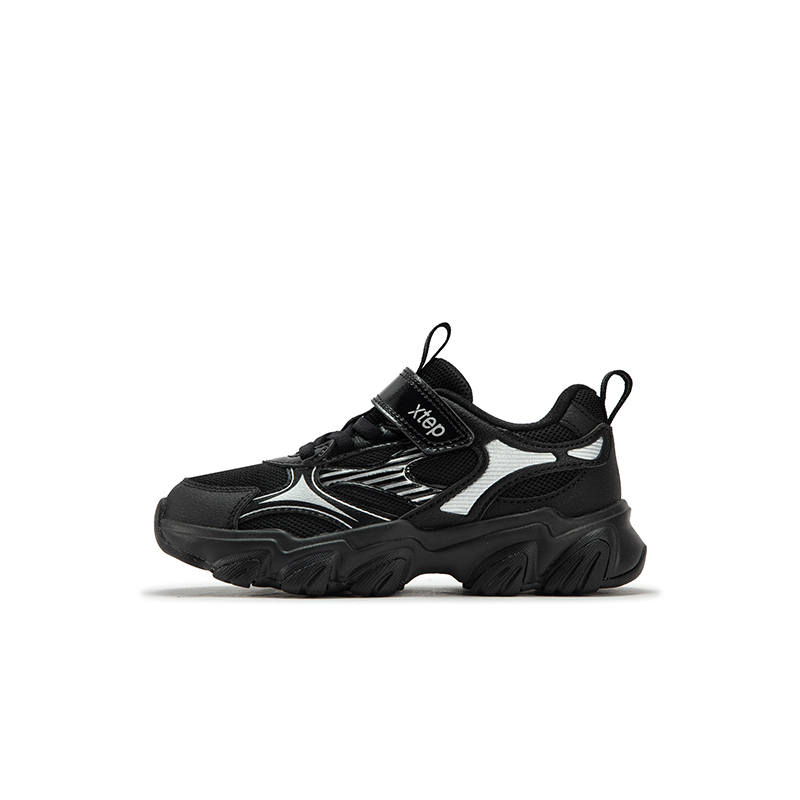 XTEP Star Meteor Abrasion Resistant Breathable Slip Resistant Low top Kids Lifestyle Shoes Black