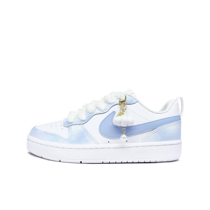Nike Nike Court Borough Dream Tone Blue Leather Slip Resistant Cushioning Abrasion Resistant