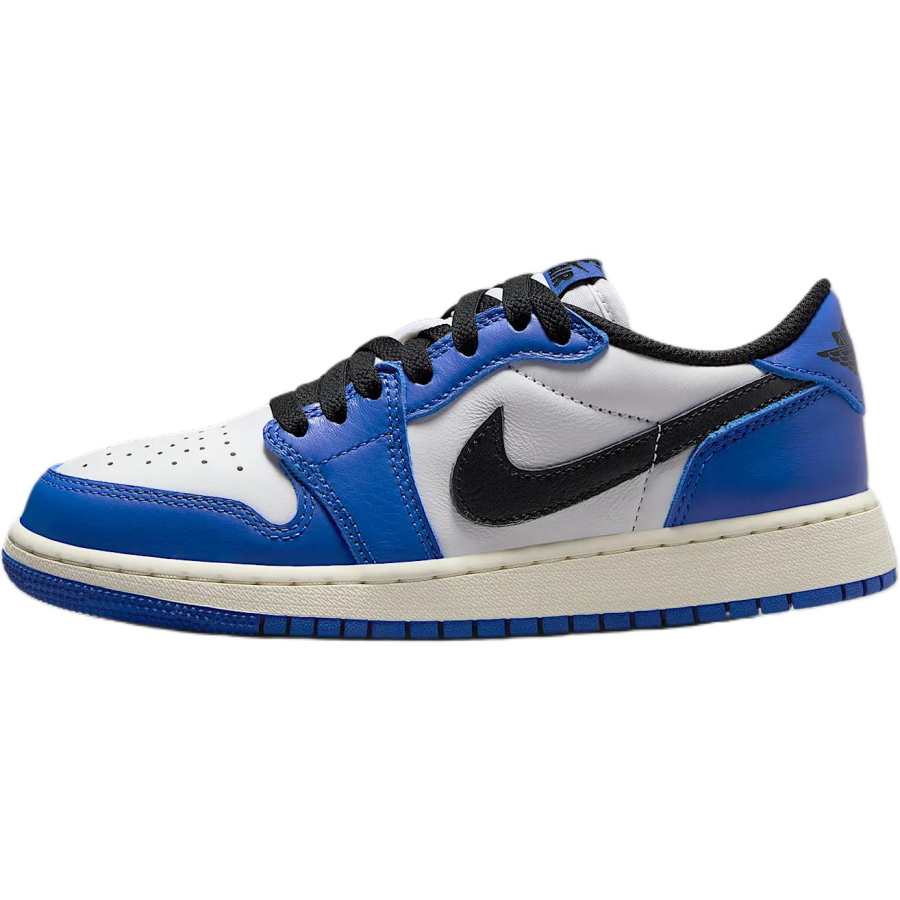 Jordan Jordan Air Jordan 1 Leather Low top Basketball Shoes White/Black/Royal Blue Unisex