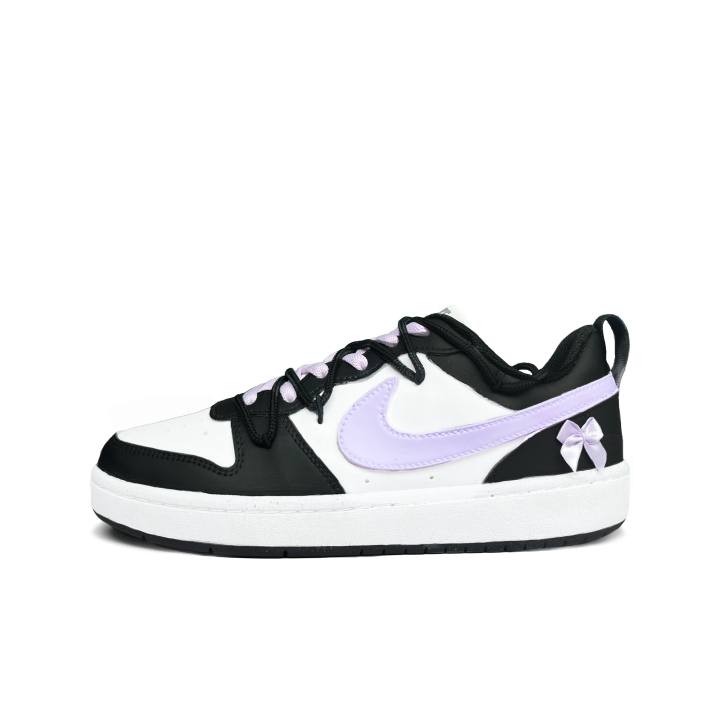 Nike Nike Court Borough Light Purple Collar Synthetic Leather Quick Dry Quick Dry Low top Kids' Skateboarding Shoes Purple
