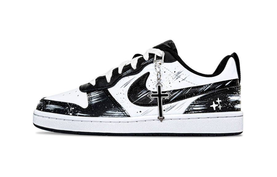 Nike Nike Court Borough Light Shadow Prism Leather Low top Kids' Skateboarding Shoes Black Teenagers