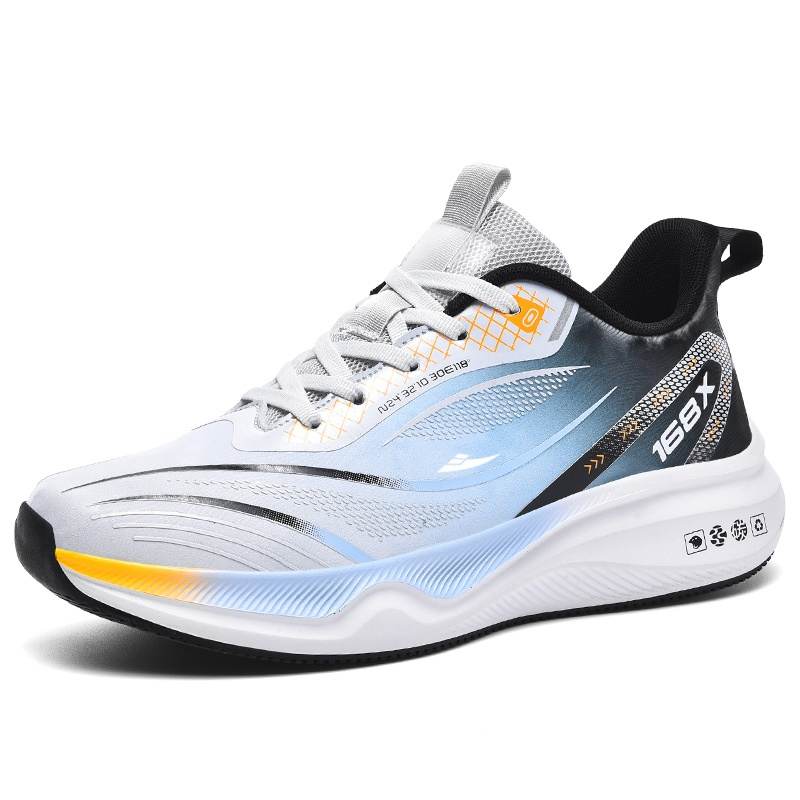 KUDING Comfortable Microfiber Leather Cushioning Slip Resistant Abrasion Resistant Low top Running Shoes Men's