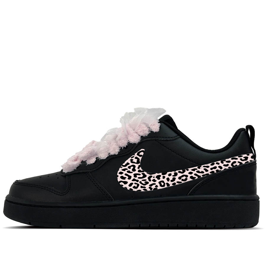 Nike Nike Court Borough Crape Myrtle Pattern Abrasion Resistant Slip Resistant Low top Kids' Skateboarding Shoes Black Pink