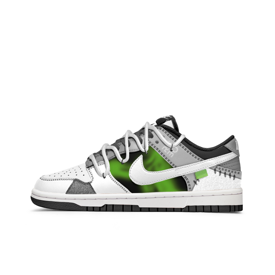 Nike Nike Dunk Slip Resistant Abrasion Resistant Low top Kids' Skateboarding Shoes Gray Green Teenagers