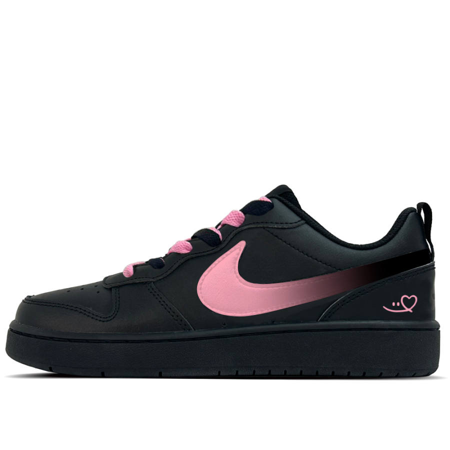 Nike Nike Court Borough Heart Ink Trail Leather Slip Resistant Abrasion Resistant Low top Kids' Skateboarding Shoes Black