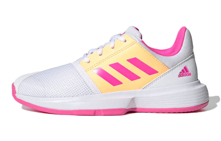 Adidas Adidas CourtJam Breathable Training Shoes White Pink Yellow Teenagers