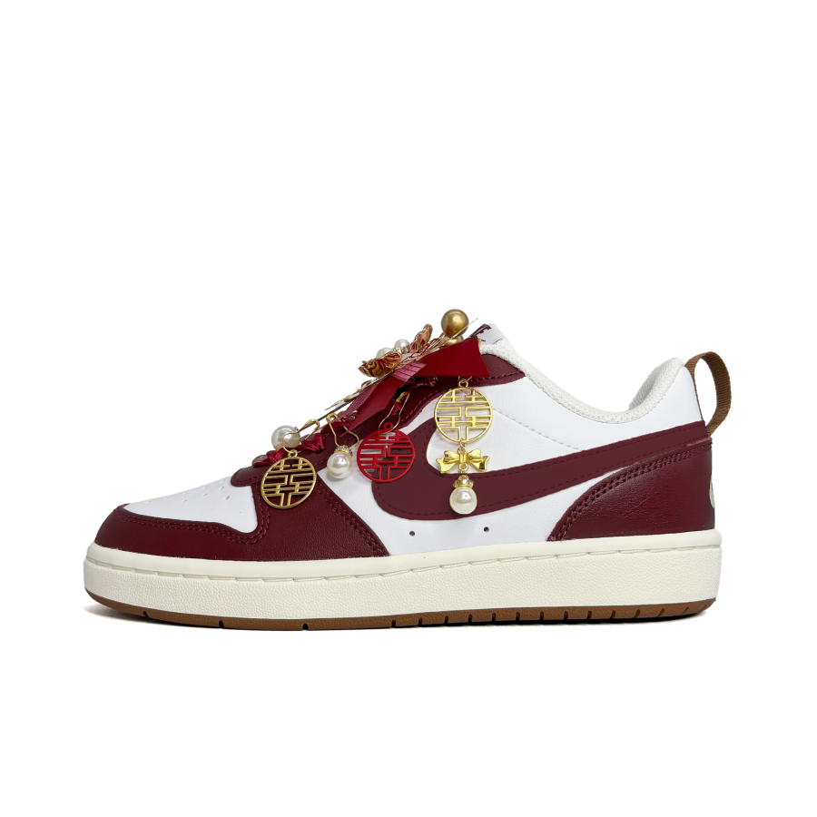 Nike Nike Court Borough Sweet Style Synthetic Leather Slip Resistant Abrasion Resistant Low top Skateboard Shoes Red