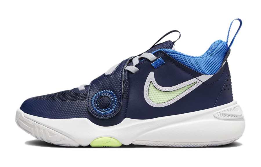 Nike Nike Team Hustle D 11 Cushioning, Wear Resistant Low top Children's Basketball Shoes White Blue Kids'