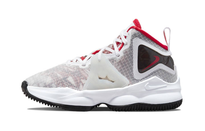 Nike Nike James 19 Mid top Performance Basketball Shoes White Red Children Aged 3 7 Years Old