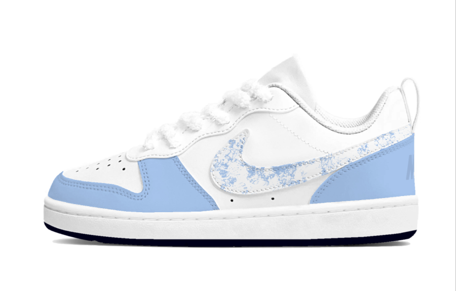 Nike Nike Court Borough Blues Soda Synthetic Leather Cushioning, Wear Resistant Low top Kids' Skateboarding Shoes Blue White