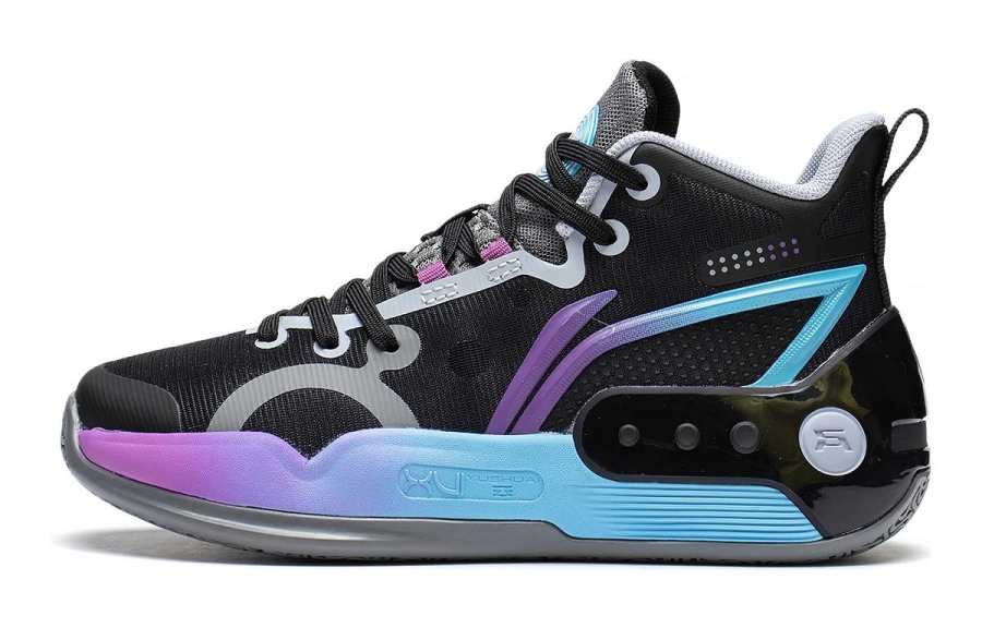 Li-Ning YOUNG Li Ning YOUNG Synthetic Leather Mid top Basketball Shoes Black Blue Purple Unisex