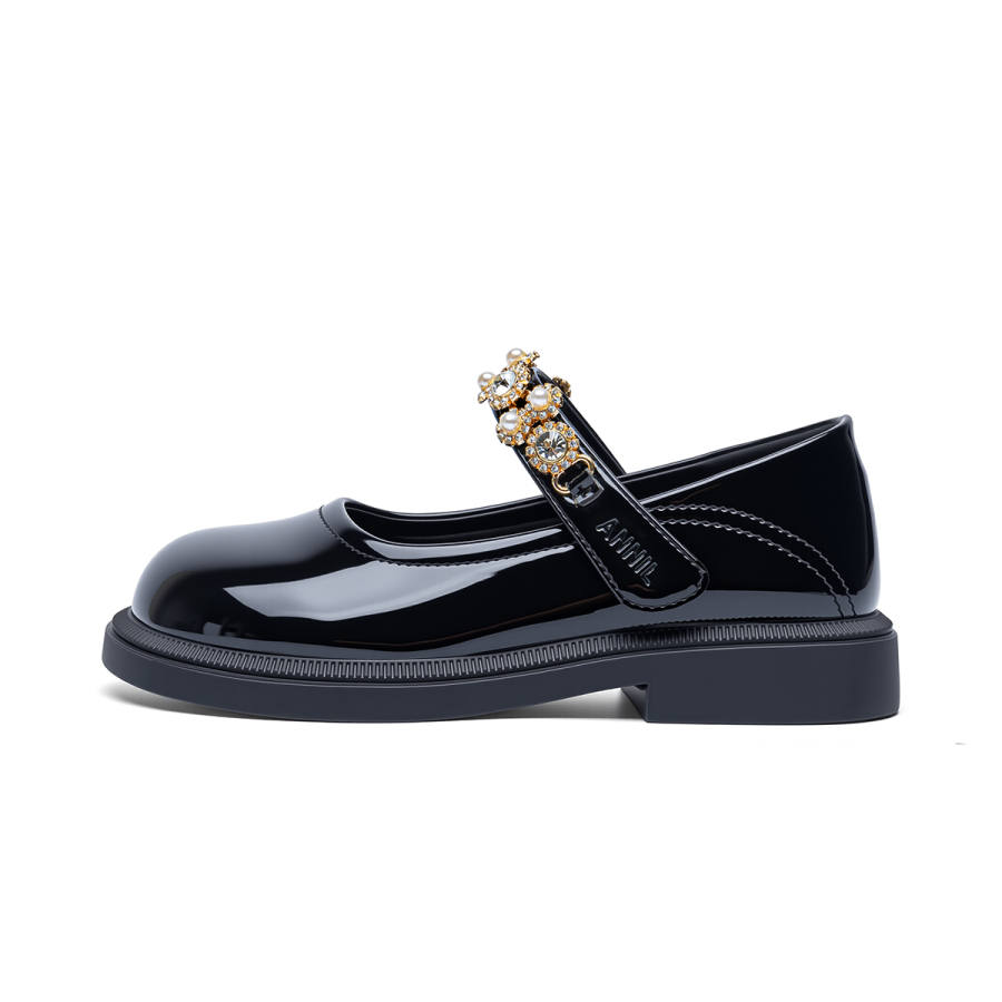 Annil Abrasion Resistant Abrasion Resistant Low top Leather Shoes Black Kids'