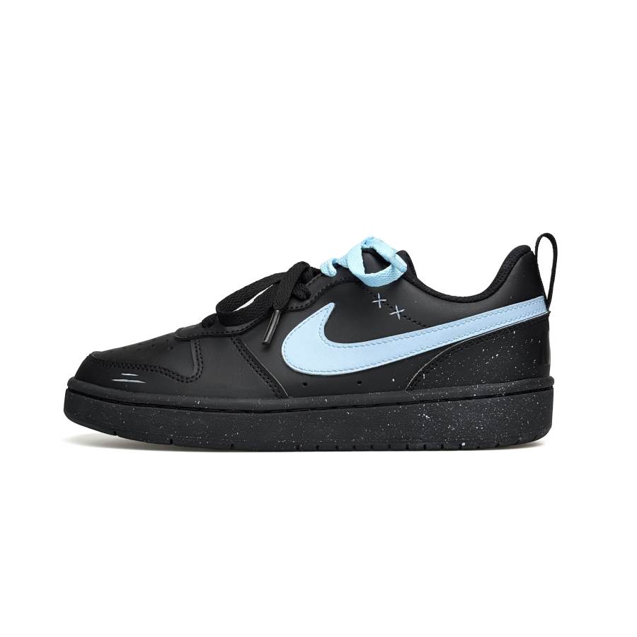 Nike Nike Court Borough Wadi Leather Slip Resistant Abrasion Resistant Low top Skateboard Shoes Black Blue Kids'