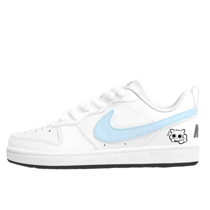 Nike Nike Court Borough Peach Soda Synthetic Leather Lightweight Cushioning Low top Kids' Skateboarding Shoes Light Blue