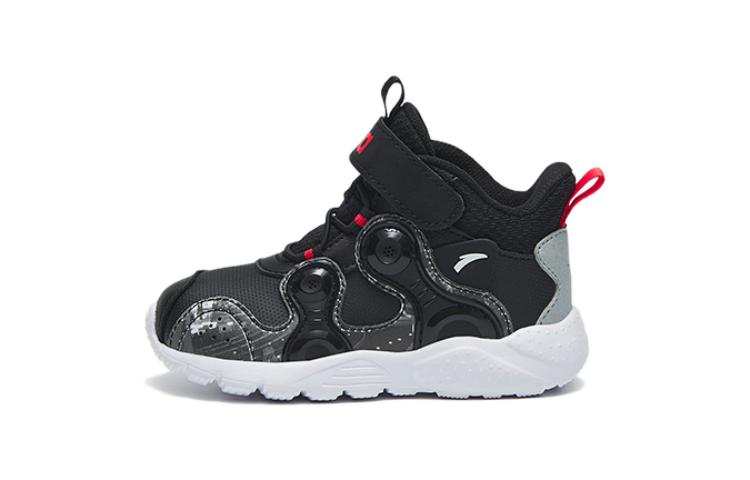 Antakids Slip Resistant Abrasion Resistant Mid top Toddler Shoes Black Red Infant And Toddler