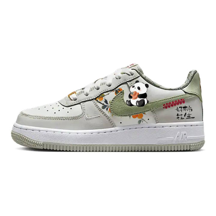 Nike Nike Air Force 1 Lucky Persimmon Slip Resistant Low top Kids' Skateboarding Shoes Green Teenagers