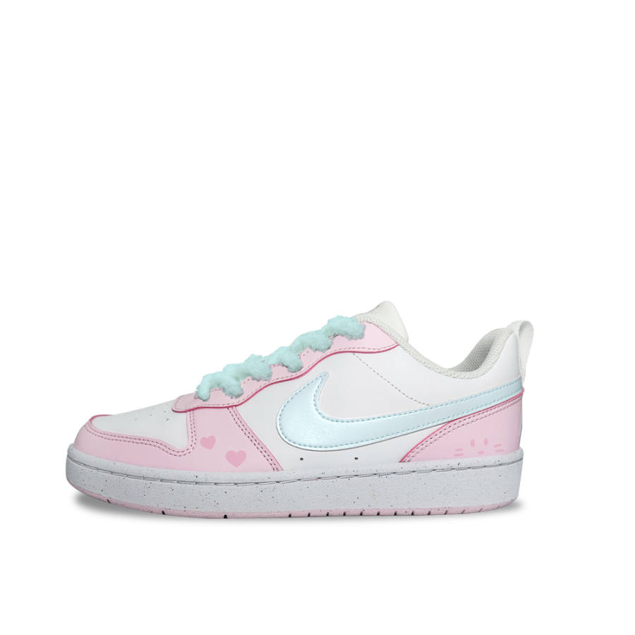 Nike Nike Court Borough Lime Chatter Synthetic Leather Slip Resistant Abrasion Resistant Low top Skateboard Shoes Pink Kids'