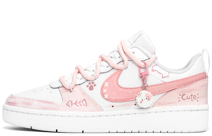 Nike Nike Court Borough Cute Claw Sweetheart Leather Slip Resistant Abrasion Resistant Low top Kids' Skateboarding Shoes
