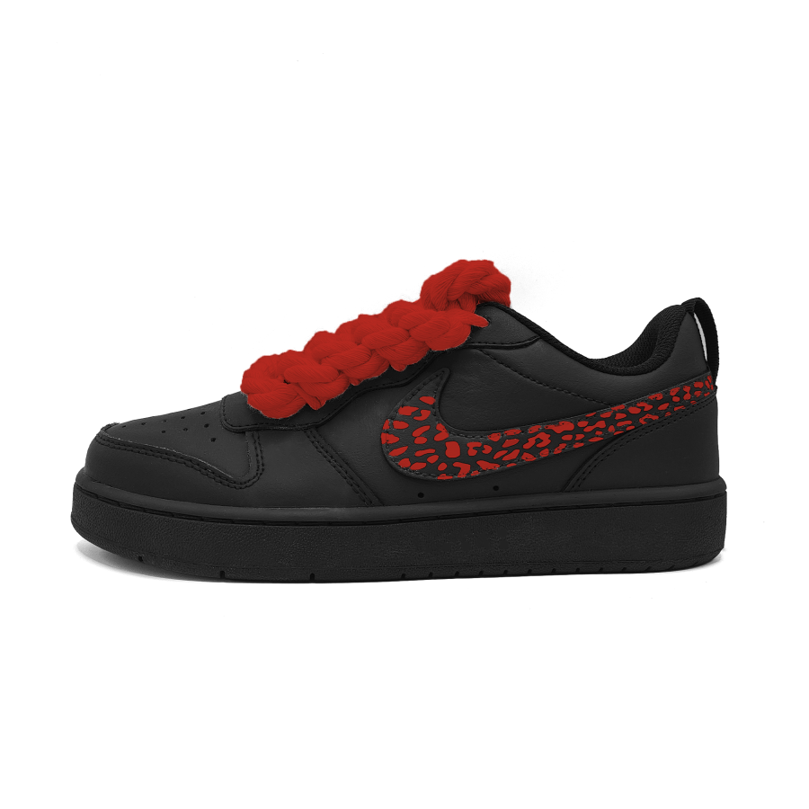 Nike Nike Court Borough Red Textured Leather Slip Resistant Low top Kids' Skateboarding Shoes Red Unisex
