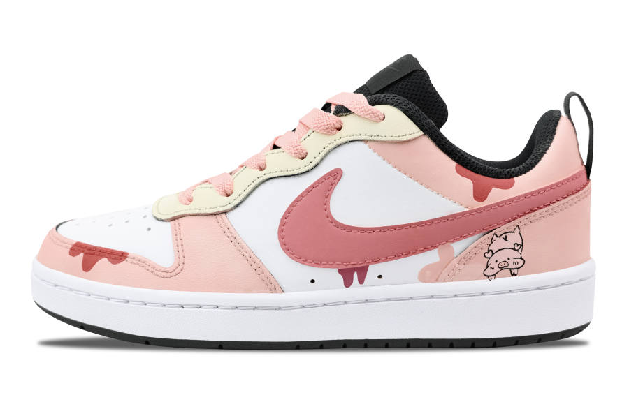 Nike Nike Court Borough Pink Piglet Slip Resistant Abrasion Resistant Low top Kids' Skateboarding Shoes Pink White Teenagers