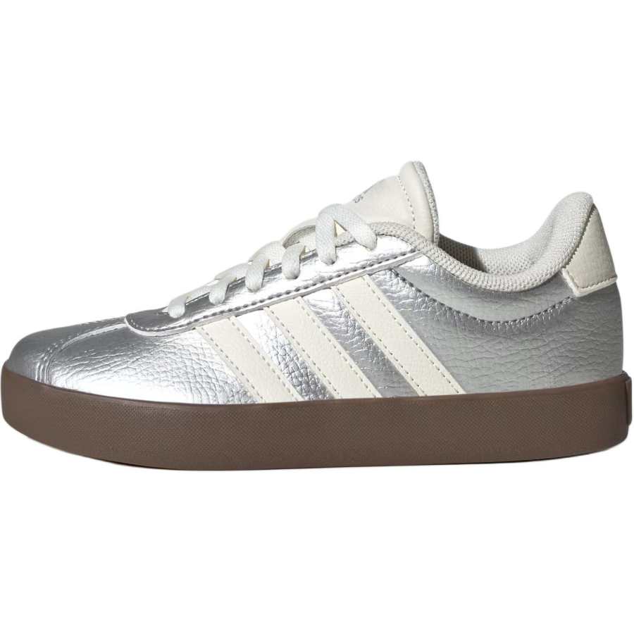 Adidas Adidas VL COURT 3.0 Abrasion Resistant Abrasion Resistant Low top Skateboard Shoes Silver Kids'
