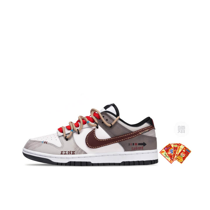 Nike Nike Dunk Vintage Trend Tracing CNY Leather Slip Resistant Abrasion Resistant Low top Kids' Skateboarding Shoes White