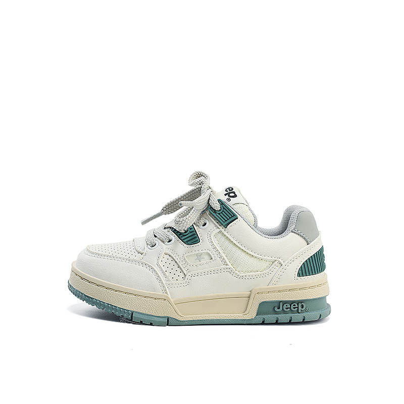 Jeep Synthetic Leather Low top Kids' Skateboarding Shoes White Green Kids'