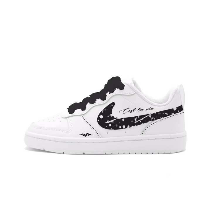 Nike Nike Court Borough Cloud Ink Trendy Leather Slip Resistant Cushioning Abrasion Resistant