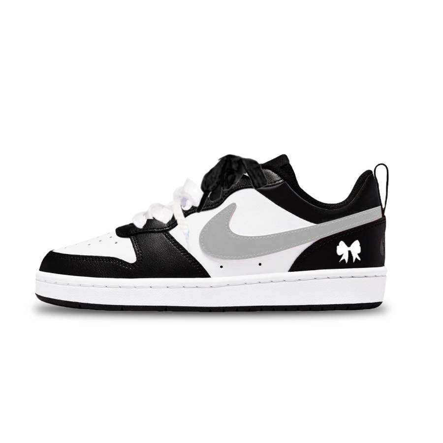 Nike Nike Court Borough Gray Knot Synthetic Leather Slip Resistant Abrasion Resistant Low top Kids' Skateboarding Shoes Gray
