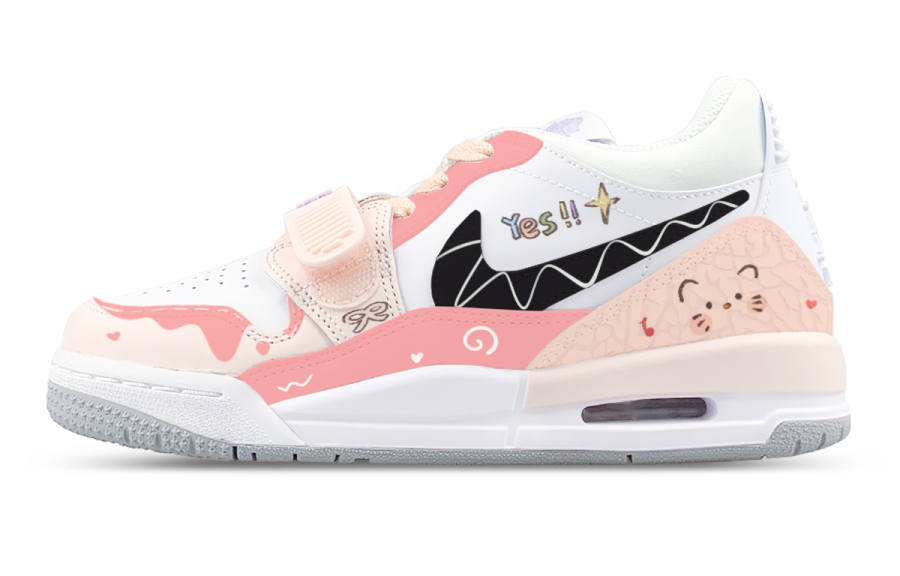 Jordan Jordan Legacy 312 Cushioning, Wear Resistant Low top Kids' Skateboarding Shoes White Pink Teenagers