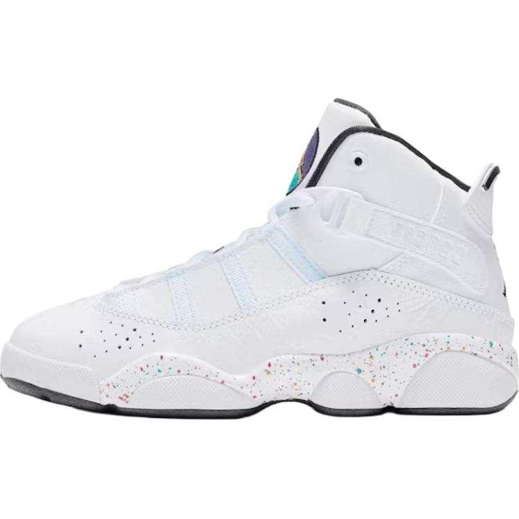 Jordan Jordan Air Jordan 6 Rings Abrasion Resistant Mid top Children's Basketball Shoes White Kids'