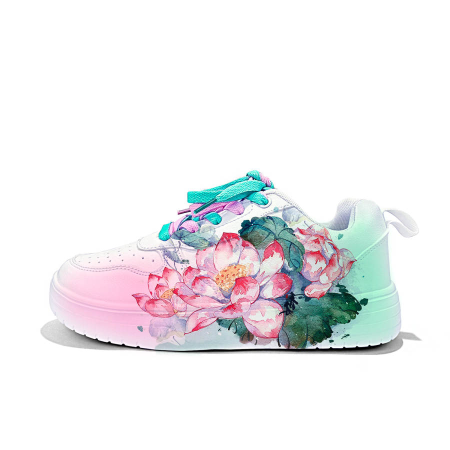 ZUOLENGCHAN Synthetic Leather Low top Skateboard Shoes White Pink Green Unisex