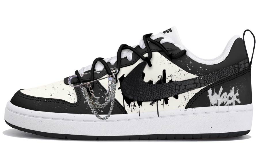 Nike Nike Court Borough Synthetic Leather Low top Kids' Skateboarding Shoes Beige Black Teenagers