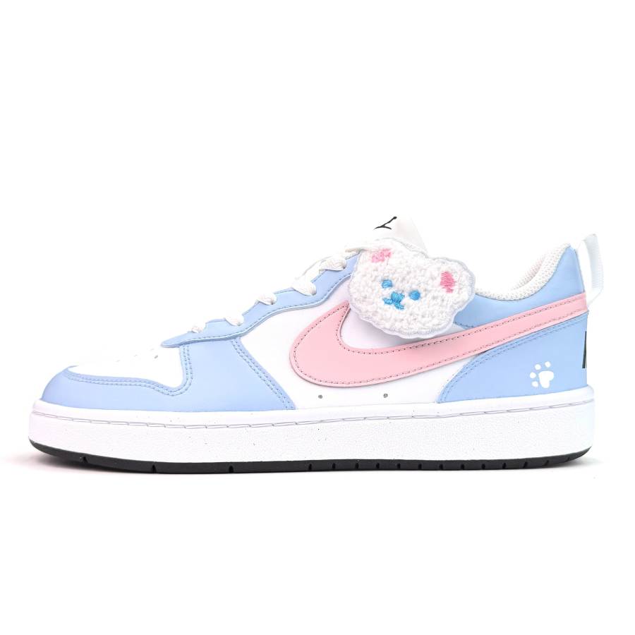 Nike Nike Court Borough Milk Salt Bear Synthetic Leather Abrasion Resistant Breathable Low top Kids' Skateboarding Shoes