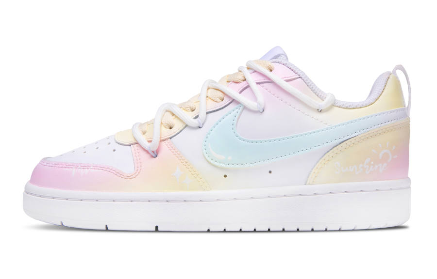 Nike Nike Court Borough Sweet Peach Bubble Synthetic Leather Low top Kids' Skateboarding Shoes Pink Teenagers