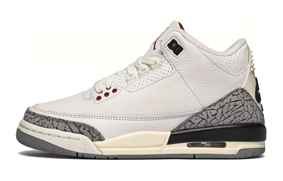 Jordan Jordan Air Jordan 3 Retro Slip Resistant Abrasion Resistant Mid top Children's Basketball Shoes White Gray Teenagers