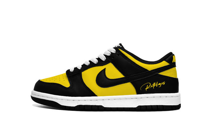Nike Nike Dunk Bumblebee Leather Abrasion Resistant Slip Resistant Lightweight Cushioning Low top Kids' Skateboarding Shoes