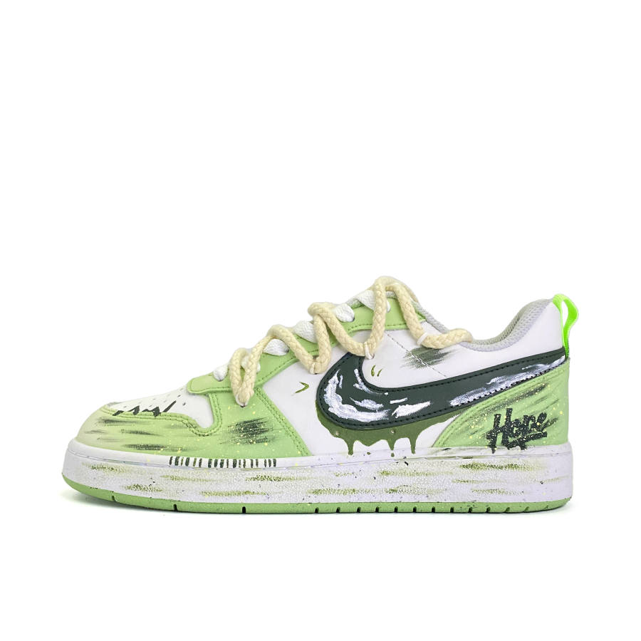 Nike Nike Court Borough Ink Green Leather Slip Resistant Abrasion Resistant Low top Kids' Skateboarding Shoes Light Green