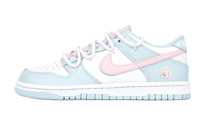 Nike Nike Dunk Cat Paw Gummies Leather Slip Resistant And Breathable Low top Kids' Skateboarding Shoes Light Blue Teenagers