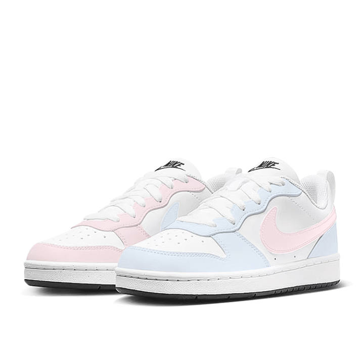 Nike Nike Court Borough Synthetic Leather Low top Kids' Skateboarding Shoes Blue Pink Kids'