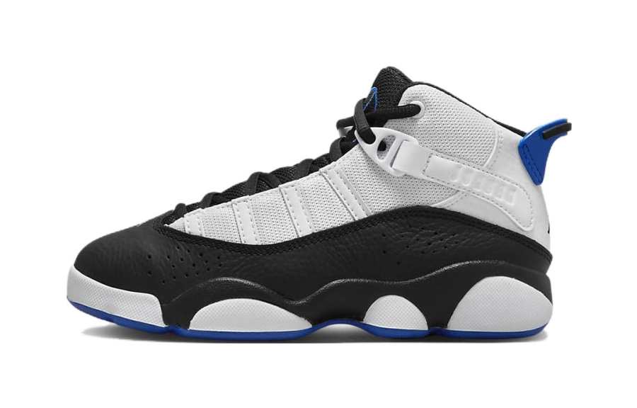 Jordan Jordan Air Jordan 6 Rings BP Slip Resistant Anti Kick Mid top Children's Basketball Shoes White Black