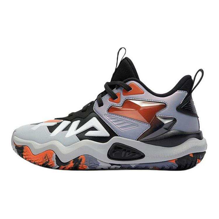 FILA KIDS Slip Resistant Cushioning Breathable Anti Kick Low top Children's Basketball Shoes Black Gray Teenagers