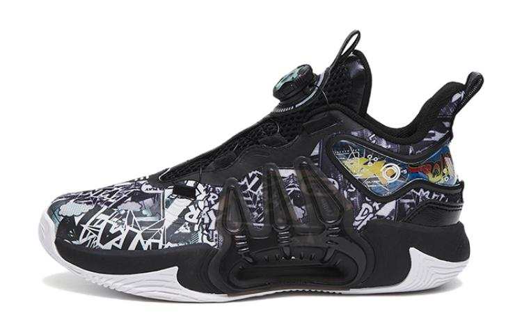 Antakids Qing Crazy 2.0 Slip Resistant Cushioning Abrasion Resistant Mid top Children's Basketball Shoes Black White