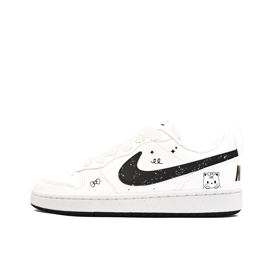 Nike Nike Court Borough Meowth Star Whispers 2 Synthetic Leather Low top Skateboard Shoes White Kids'